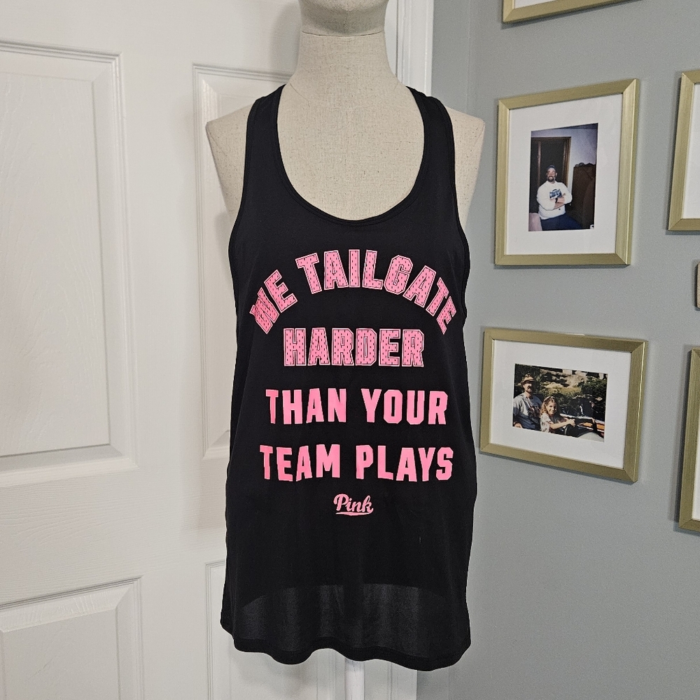 PINK Victoria's Secret Black Tank with Pink Logo